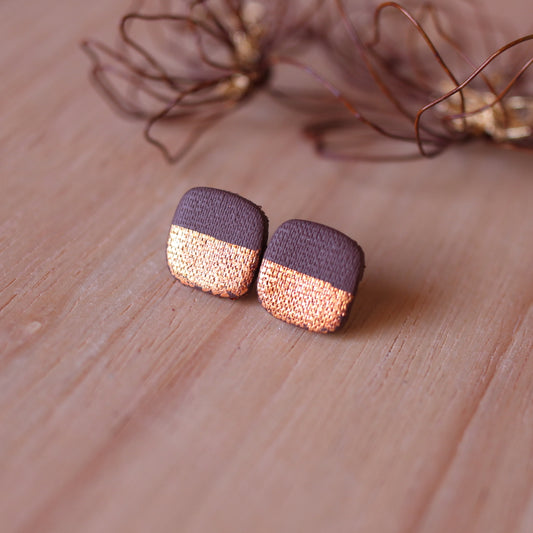 Orecchini Lobo Quadrato Cioccolato