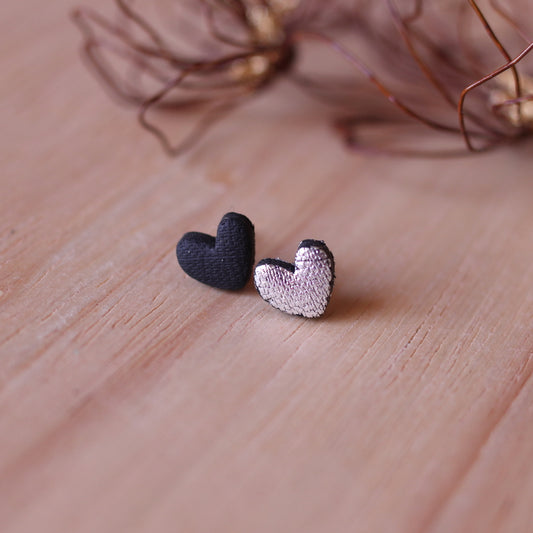 Orecchini Lobo Cuore Nero Argento