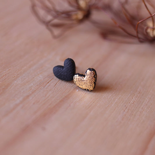Orecchini Lobo Cuore Nero Oro