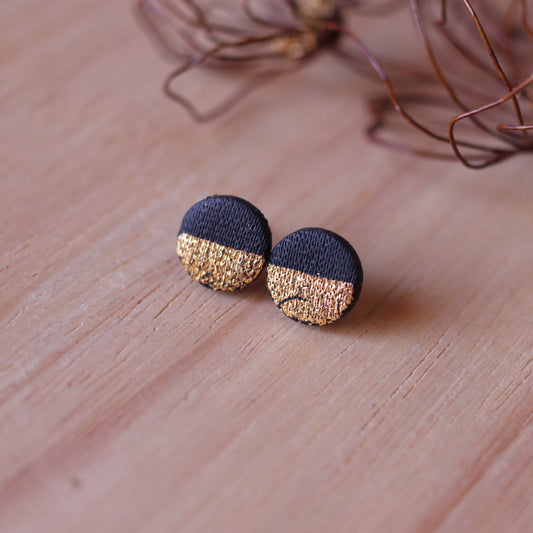 Orecchini Lobo Tondo Nero Oro