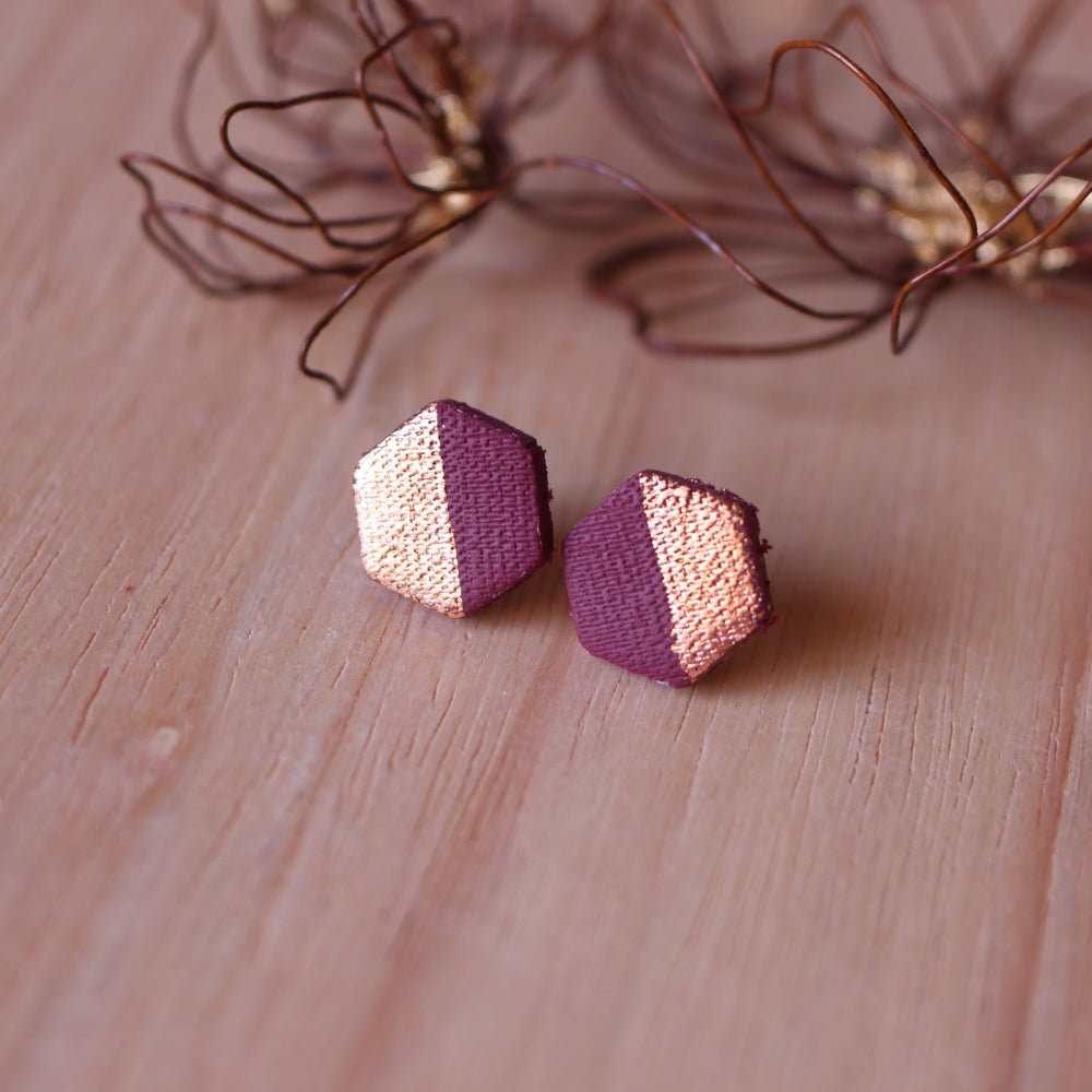 Orecchini Lobo Esagono Velluto (Borgogna)