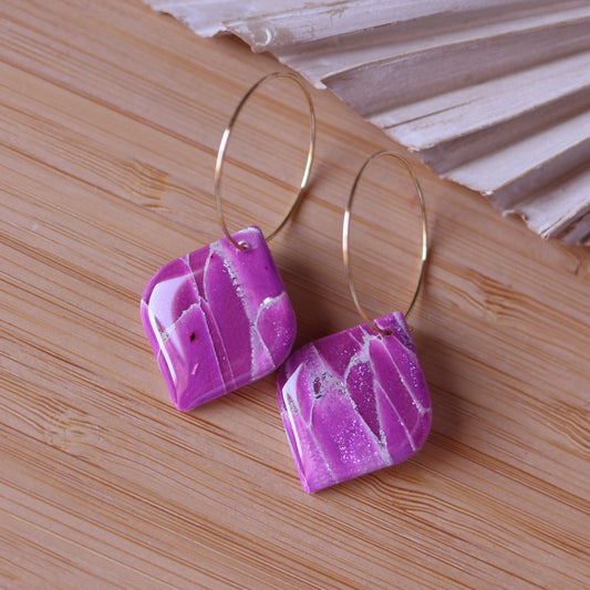 Orecchini Effetto Pietra Fucsia